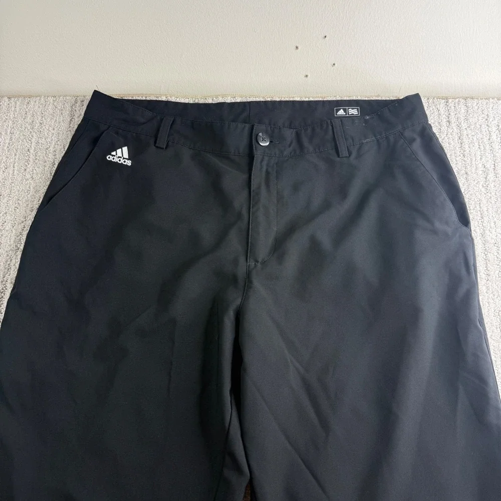 Adidas Climalite Mens Size 34x32 Black Golf Pants Performance Flat Front